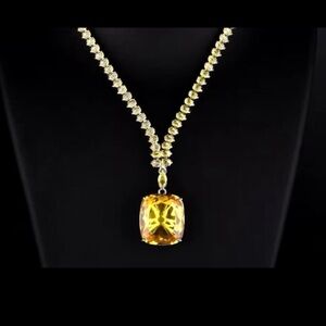 Gorgeous topaz tennis necklace square cut crystal 5.2ct